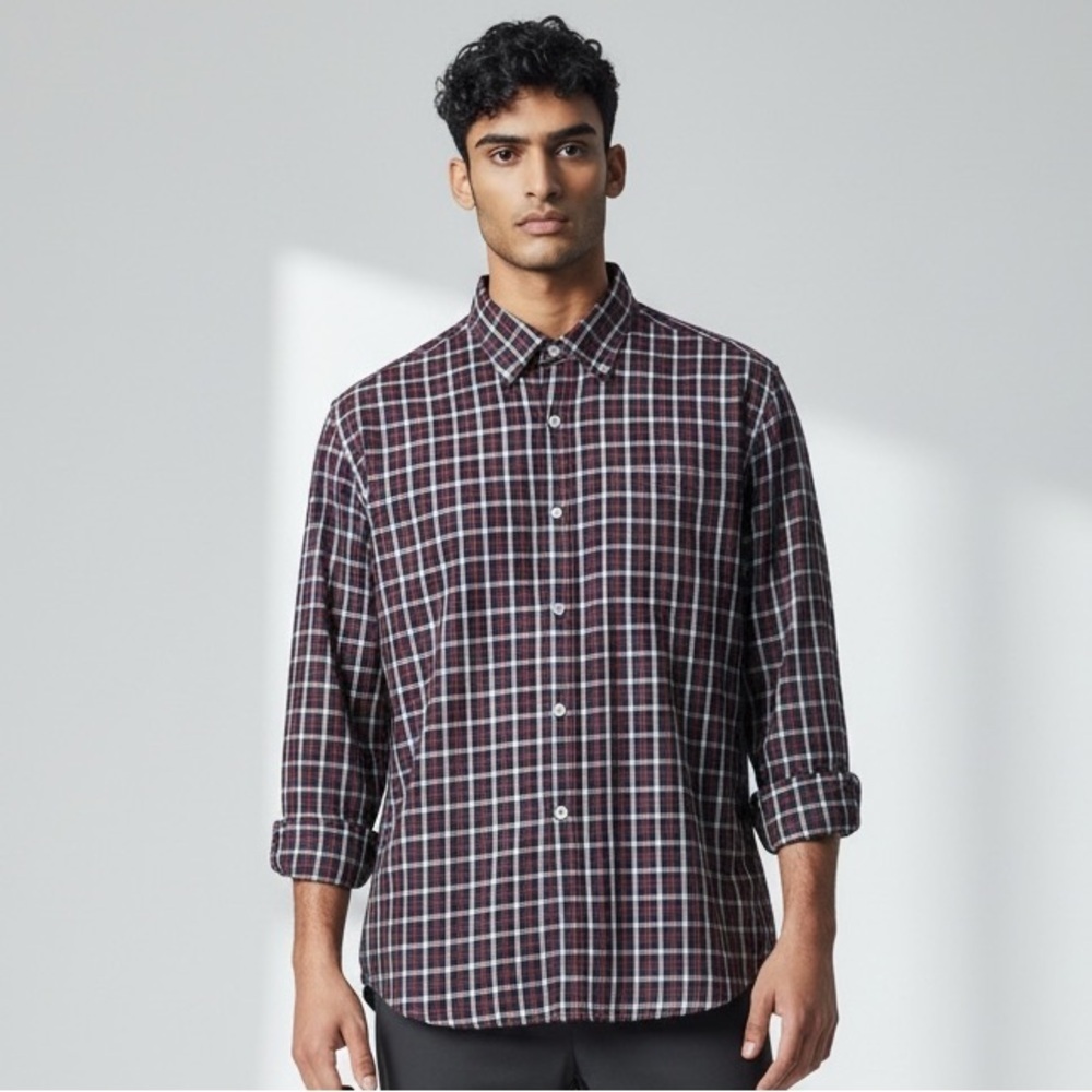 T HARRIS men’s 100% cotton, long sleeve plaid shirt excellent condition large